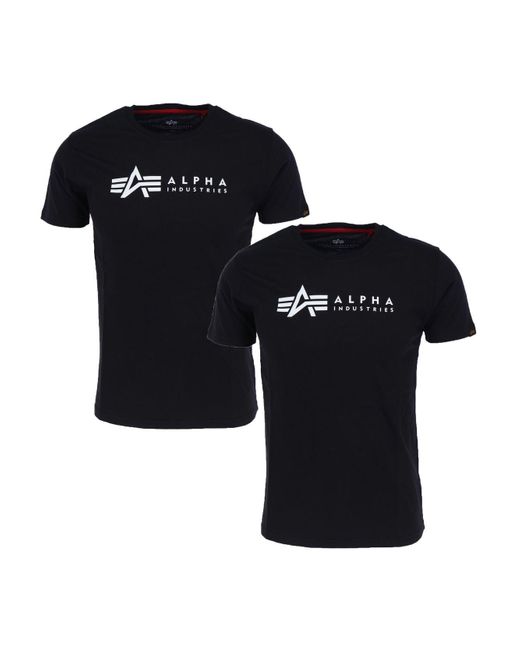 Alpha Industries Industries Print-Shirt Alpha Label T Pack (2-tlg) in Black für Herren