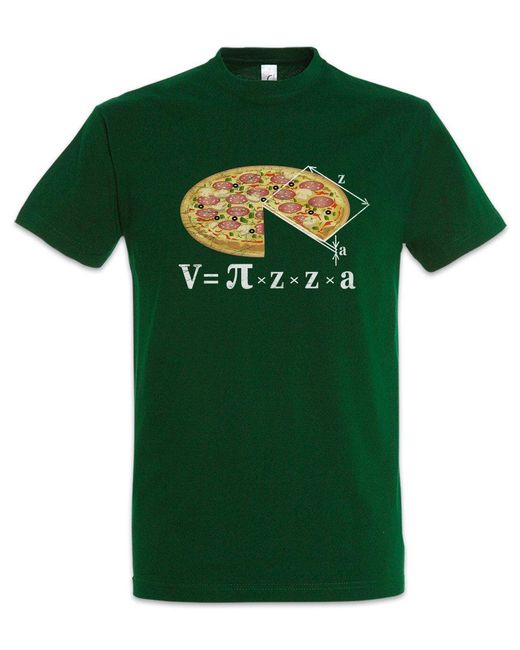 Urban Backwoods Print-Shirt V = Pizza I T-Shirt Lehrer Fun Teacher Professor Nerd Geek in Green für Herren