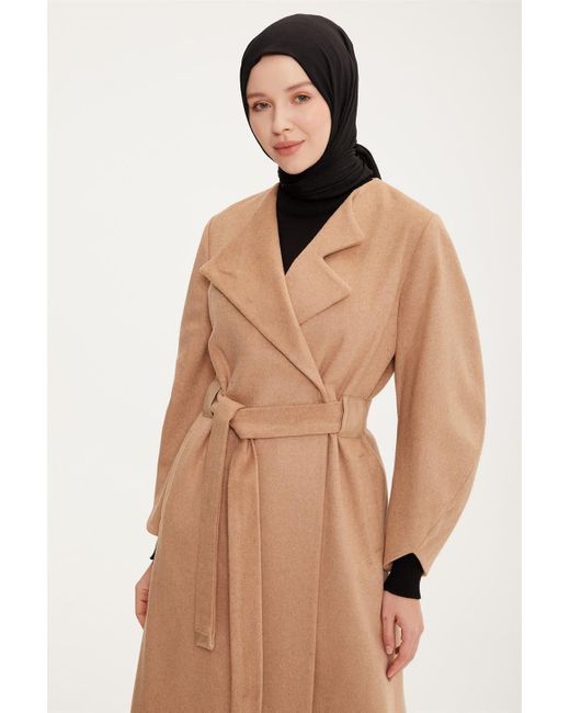 Armine Brown Langmantel Armine-Mantel mit Ballonärmeln – moderne und elegante Hijab-Mode
