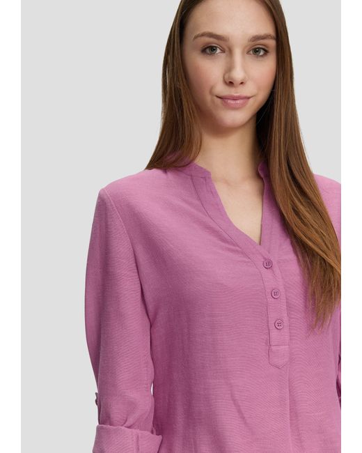 QS Pink Langarmbluse Bluse aus Leinenmix