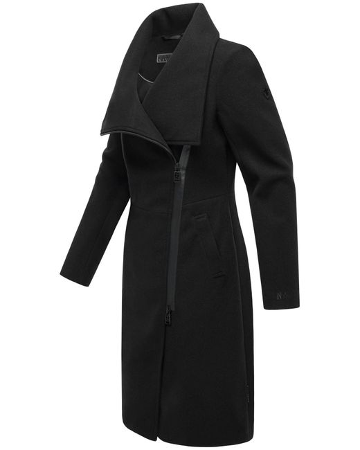Navahoo Black Kurzmantel Samtrose 14 Mantel in Woll-Optik mit asymmetrischem Reißverschluss