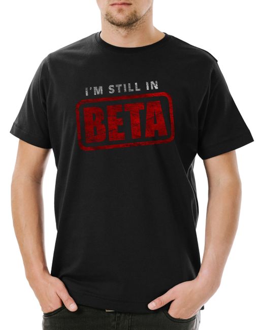 Urban Backwoods Print-Shirt I'm Still In Beta T-Shirt Wlan Geek Nerd Fun Informatiker (1-tlg) in Black für Herren