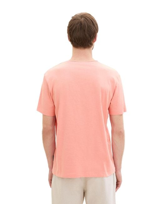 Tom Tailor Kurzarmshirt structured t-shirt with pocket in Pink für Herren