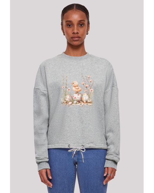 F4NT4STIC Gray Sweatshirt Ostern Küken Ei Blumen Premium Qualität