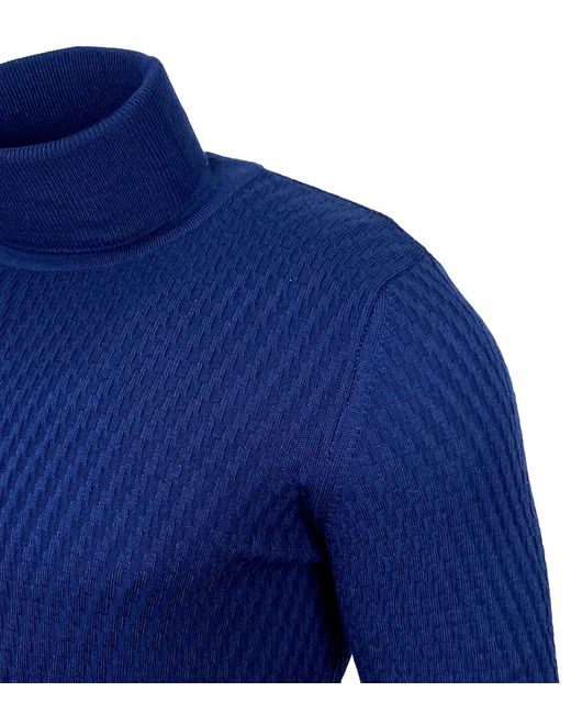 Baxboy Strickpullover Slim fit Freizeit Feinstrick Rollkragenpullover B-1640 in Blue für Herren