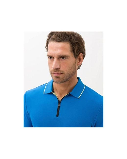 Brax Poloshirt uni regular fit (1-tlg) in Blau für Herren | Lyst DE