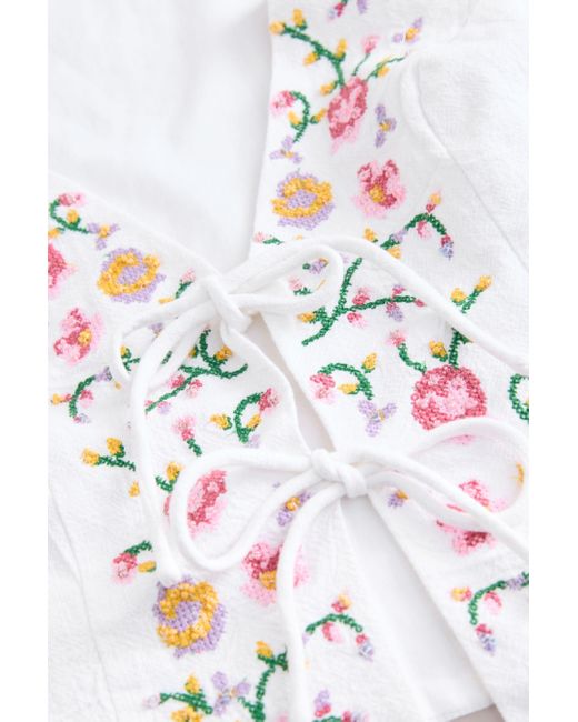 Next White Anzugweste Weste zum Binden mit Blumenhäkeldetail (1-tlg)