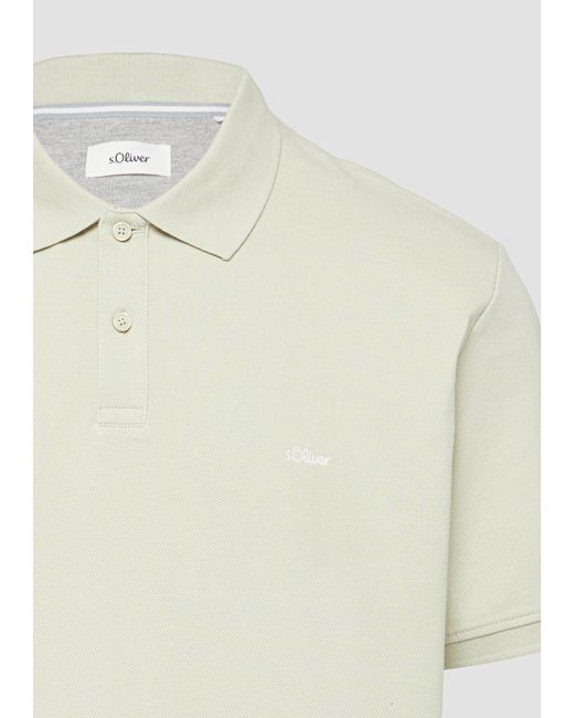 S.oliver Kurzarmshirt Poloshirt aus Baumwollpiqué Stickerei in Natural für Herren