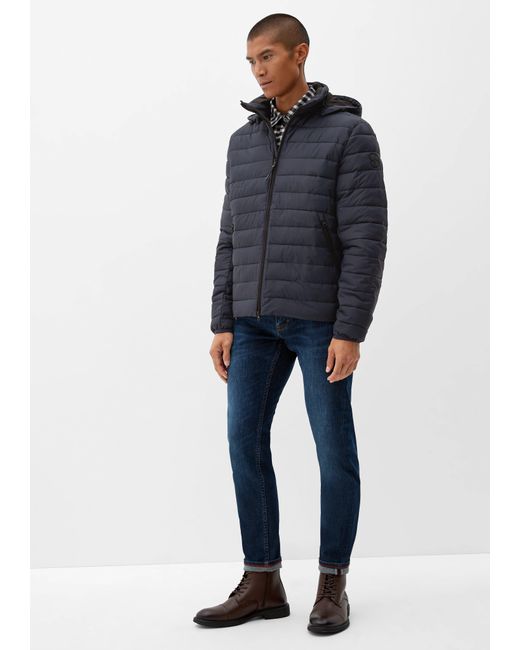 S.oliver Allwetterjacke Steppjacke in Light Down-Optik Applikation in Blue für Herren