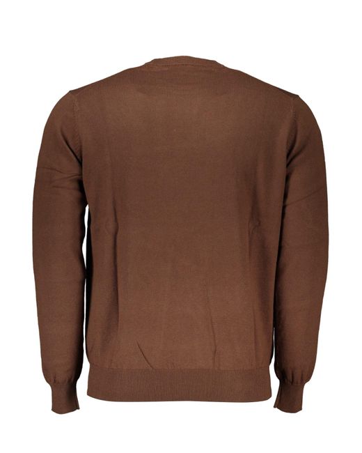 Harmont & Blaine Strickpullover pullover Braun: Langarm, Rundhals mit Stickerei-Detail in Brown für Herren