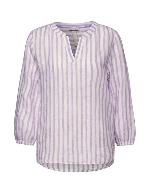 Street One Multicolor Blusenshirt LS_Striped splitneck blouse w