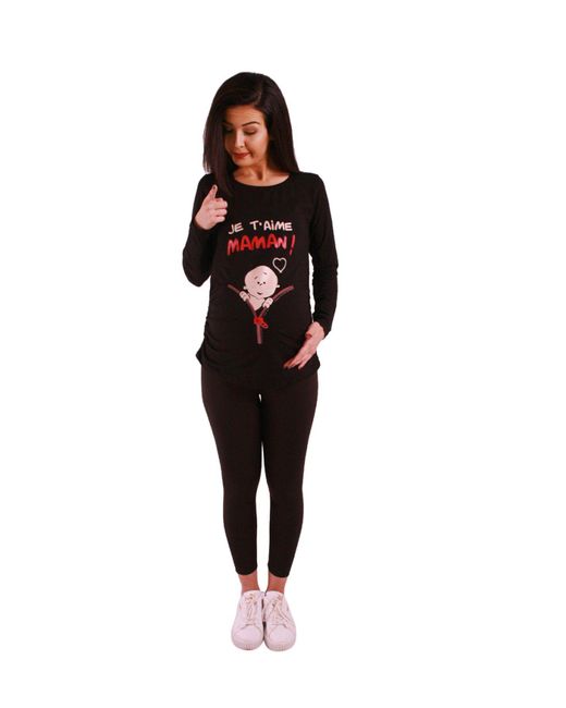 M.M.C. Black .M.C. Umstandsshirt Je t'aime maman mit Motiv