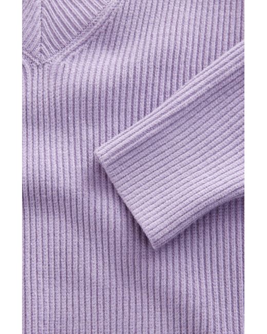 Next Purple Pullover Ripp-Oberteil mit V-Ausschnitt (1-tlg)