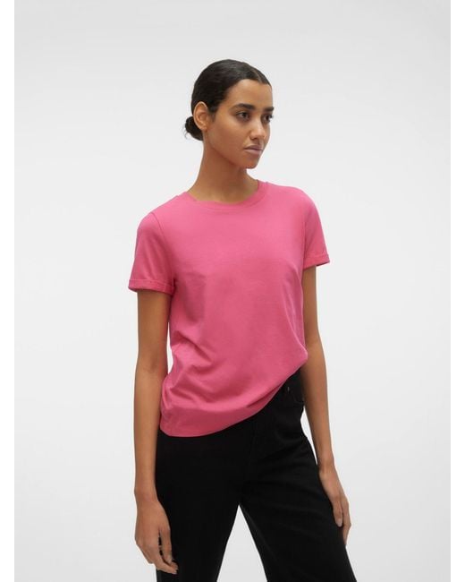 Vero Moda 2er Pack Basic T-Shirt VMPAULA (2-tlg) 5270 in Blau-Rot in Pink |  Lyst DE