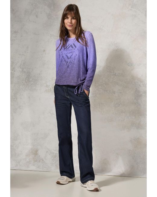 Cecil Purple Langarmshirt Rundhalsausschnitt