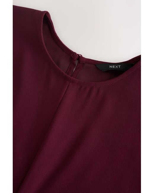 Next Red Kurzärmeliges gerüschtes Midikleid (1-tlg)