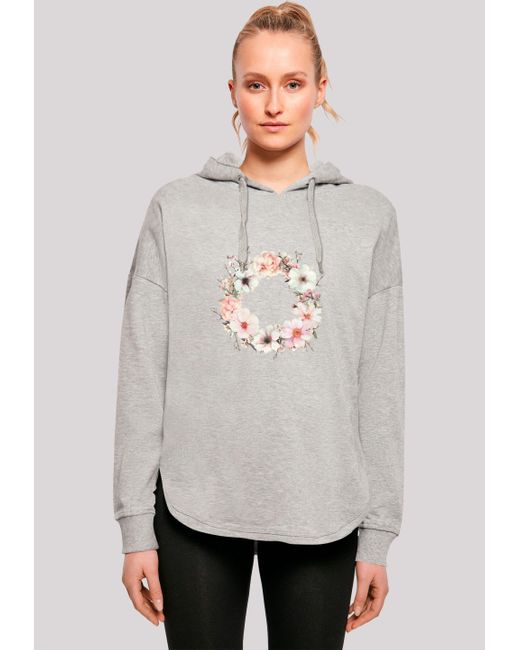 F4NT4STIC White Kapuzenpullover Rosa Blumenkranz Premium Qualität