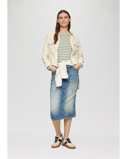 S.oliver Blue Geringeltes Langarmshirt aus Flammgarn mit U-Boot-Ausschnitt