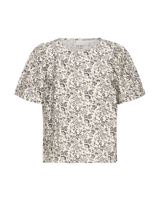 Ichi Gray Kurzarmbluse IXHARPER Modische Bluse mit Muster