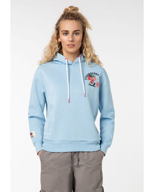 Sublevel Blue Kapuzenpullover mit Sommer-Backprint und Kapuze