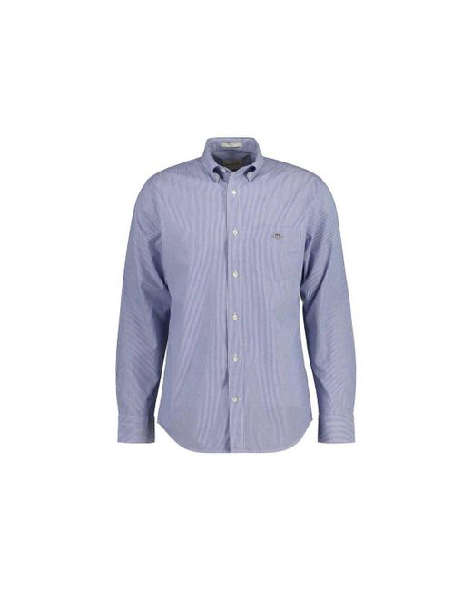 Gant Langarmhemd uni (1-tlg) in Blue für Herren