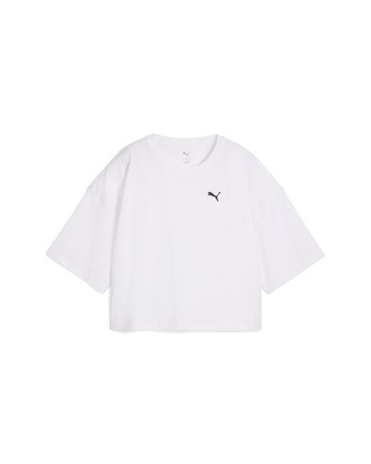 PUMA White WARDROBE ESS Kurzes Oversized-T-Shirt