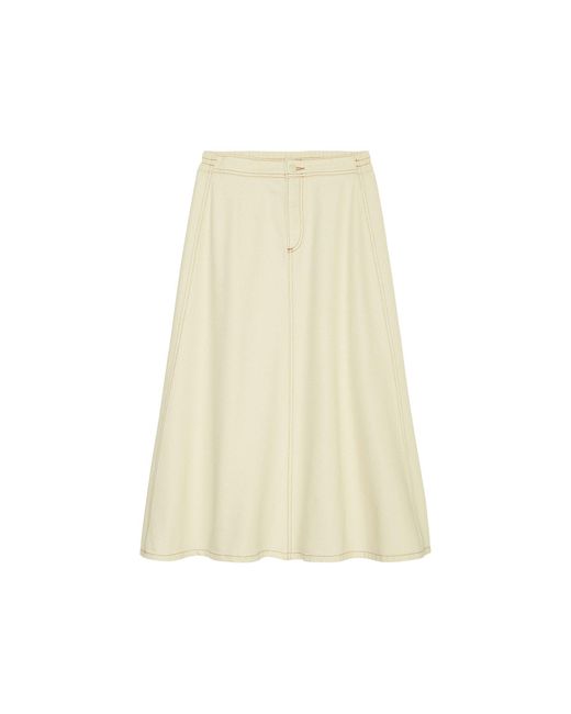 Marc O' Polo White Marc O'Polo A-Linien-Rock Denim Skirt, Midi Length, High Wais
