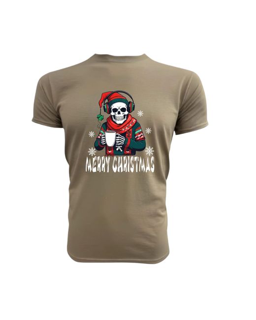Paulgos Print- T-Shirt "Skelett Musik und Kaffee Modell 2 in Natural für Herren