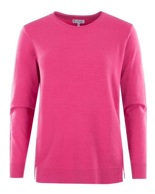Hajo Red Rundhalspullover Pullover Vorderteil mit Strukturstrick