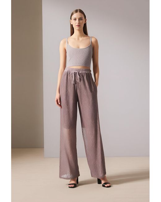 malito more than fashion Brown Stoffhose 20634 Spitzenhose mit Jerseybund Einheitsgröße