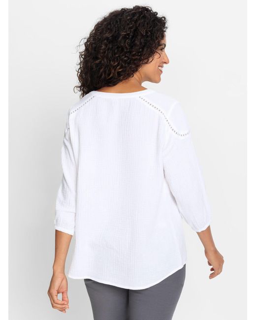 WITT White Klassische Bluse Baumwollbluse