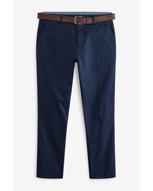 Next Weiche Slim Fit Chinohose mit Gürtel (2-tlg) in Blue für Herren