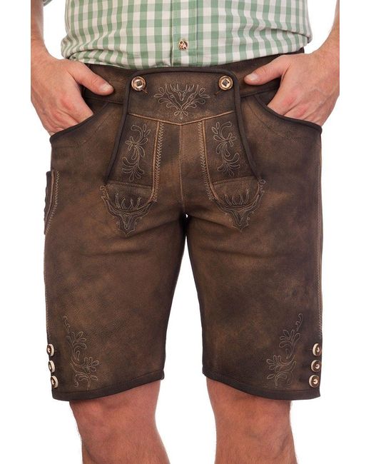 KRÜGER BUAM Trachtenlederhose Lederhose kurz in Green für Herren
