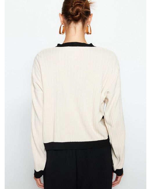 Trendyol Natural Strickjacke (1-tlg) Plain/ohne Details