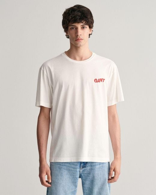 Gant Washed Graphic T-Shirt in Natural für Herren