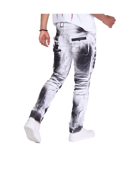 KINGZ Rebelische Designer Cargojeans Weiß M in Blue für Herren