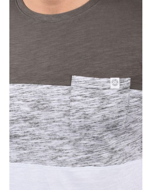 Solid Rundhalsshirt SDSinor T-Shirt mit Color Block in Gray für Herren