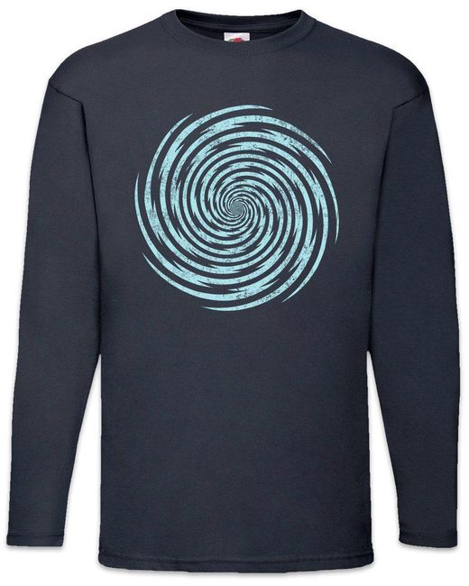 Urban Backwoods Langarmshirt Spiral Lightning Langarm T-Shirt Spirale Hypnose Kreisel Kreis Maze in Blue für Herren