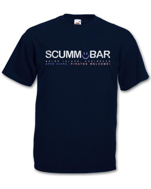 Urban Backwoods Print- Scumm Bar T-Shirt The Secret Adventure Of Monkey Island Game in Blue für Herren