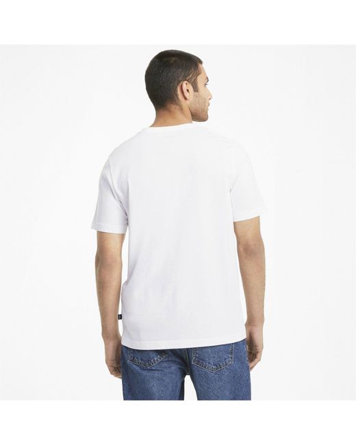 PUMA Essentials T-Shirt mit V-Ausschnitt in White für Herren