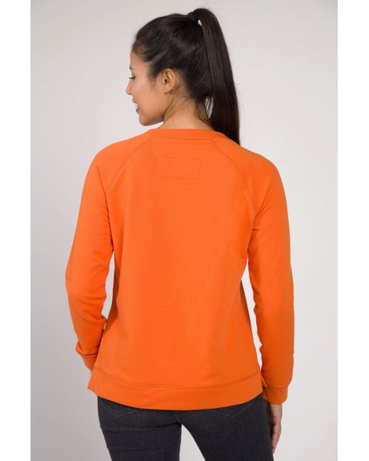 Gina Laura Orange Sweatshirt Sweater extraweich Rundhals Raglan-Langarm