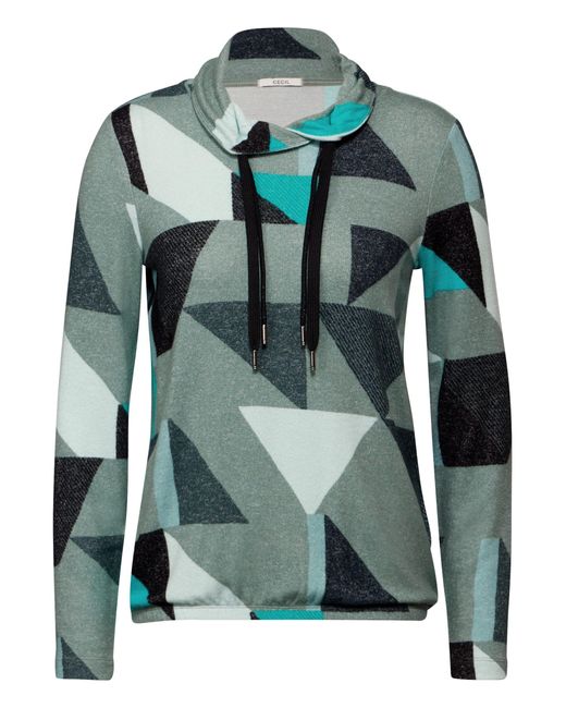 Cecil Green Kurzarmshirt TOS Multicolor Triangle Cosy T