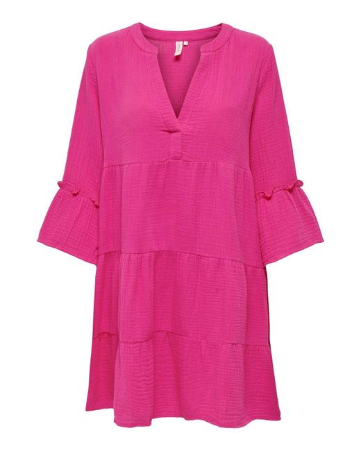 ONLY Pink Tunikakleid ONLTHYRA PEPLON DRESS NOOS WVN mit Volant im Tunika Style
