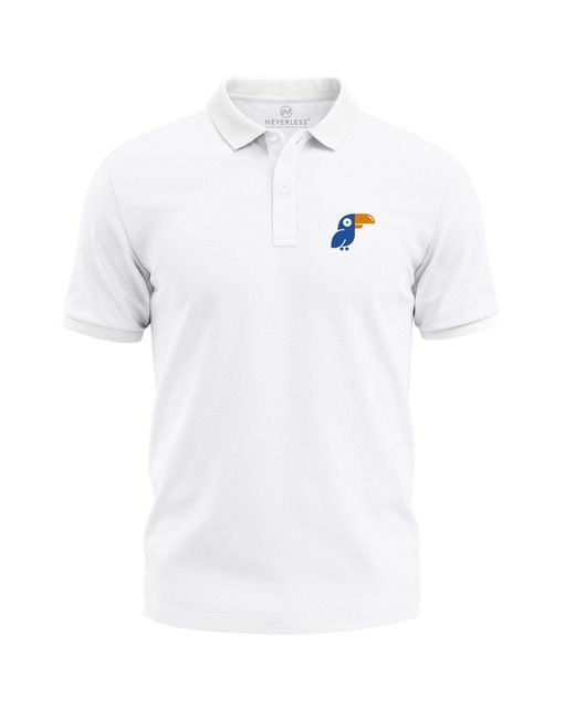 Neverless Poloshirt Aufdruck Tropisches Logodesign – Kurzarm Polo mit Print in White für Herren