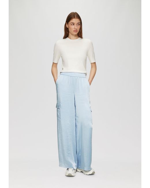 S.oliver Blue Stoffhose Satinierte Cargohose im Relaxed Fit mit Elastikbund Gummizug