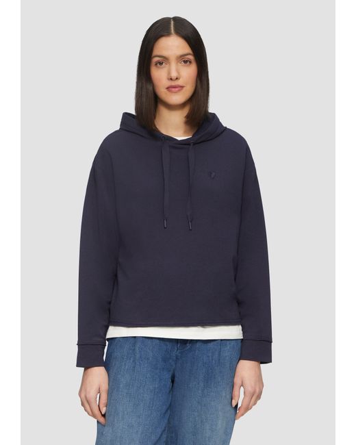 S.oliver Blue Sweatshirt Weiches Kapuzen-Sweat mit Herz- Stickerei