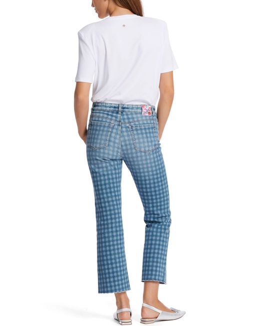 Marc Cain Blue 7/8-Jeans "Pants Flower Vichy" Premium mode mit Karomuster