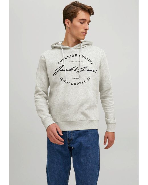 Jack & Jones Kapuzensweatshirt JJACE SWEAT HOOD in Grau für Herren | Lyst DE