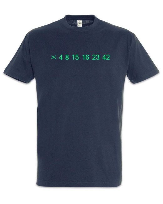 Urban Backwoods Print- Lost Code T-Shirt number Numbers Nummer 4 8 15 16 23 42 Lotto in Blue für Herren