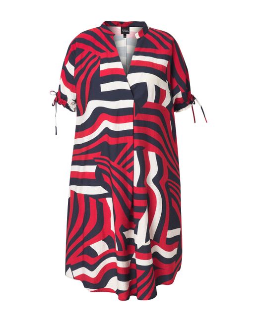 Ulla Popken Red Jerseykleid Kleid V-Ausschnitt oversized Halbarm Taschen